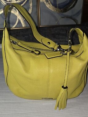 Coach Yellow Leather Shoulder Bag with Tassel